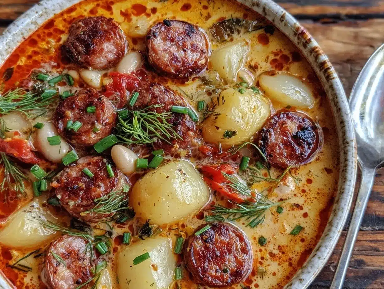 Hearty Kielbasa Potato Soup Recipe Easy Fall Dinner Idea 4 hearty kielbasa potato soup preparation steps