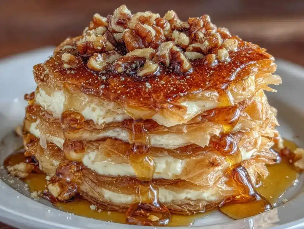 honey drizzled baklava cheesecake phyllo cookies - featured image