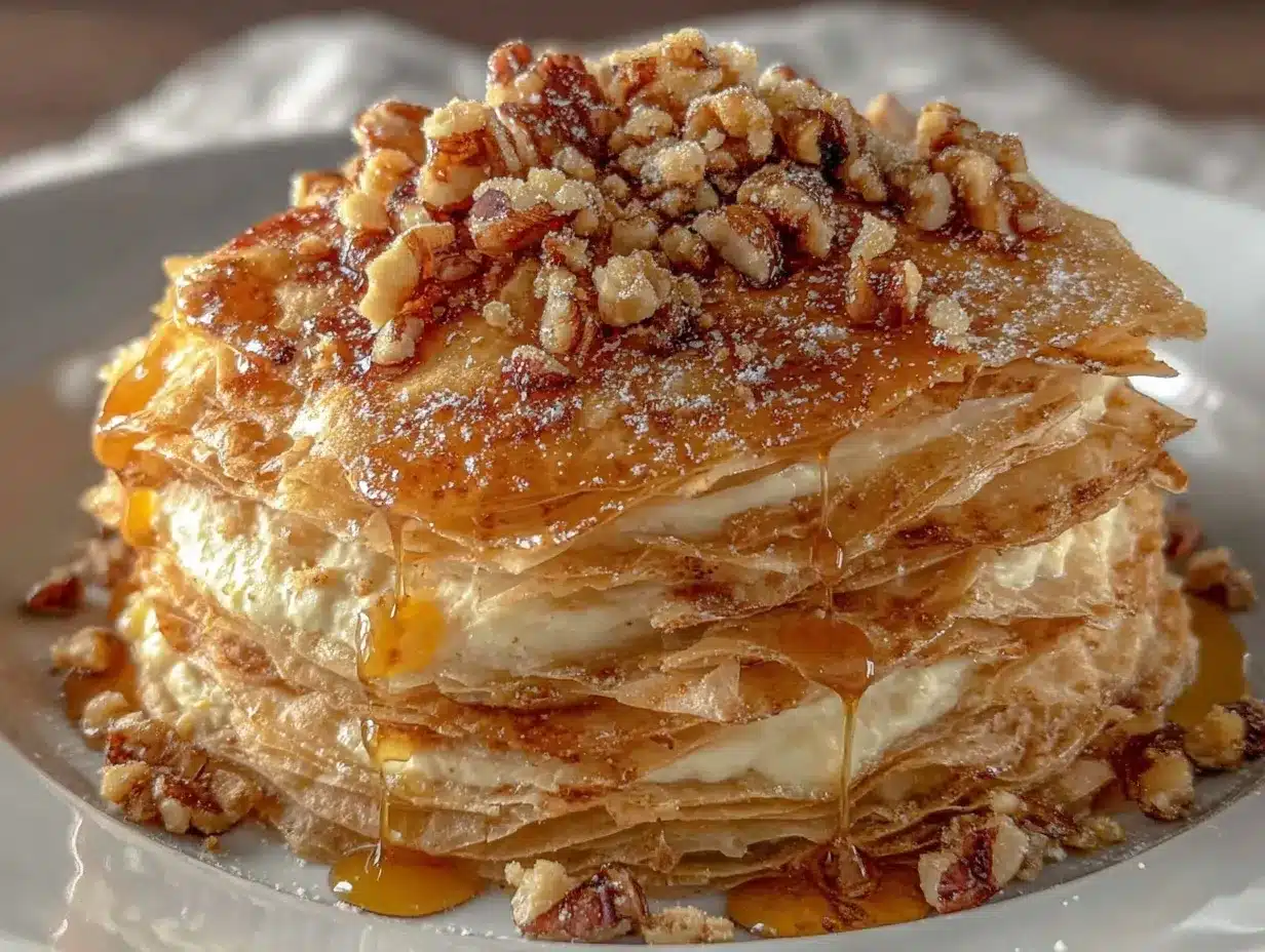 Honey-Drizzled Baklava Cheesecake Phyllo Cookies Easy Homemade Recipe 4 honey drizzled baklava cheesecake phyllo cookies preparation steps