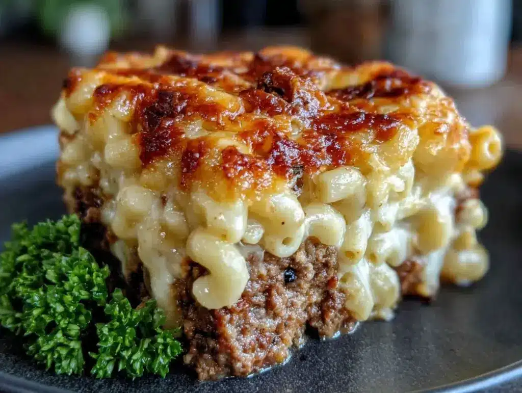mac and cheese meatloaf casserole - featured image