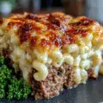 mac and cheese meatloaf casserole - featured image