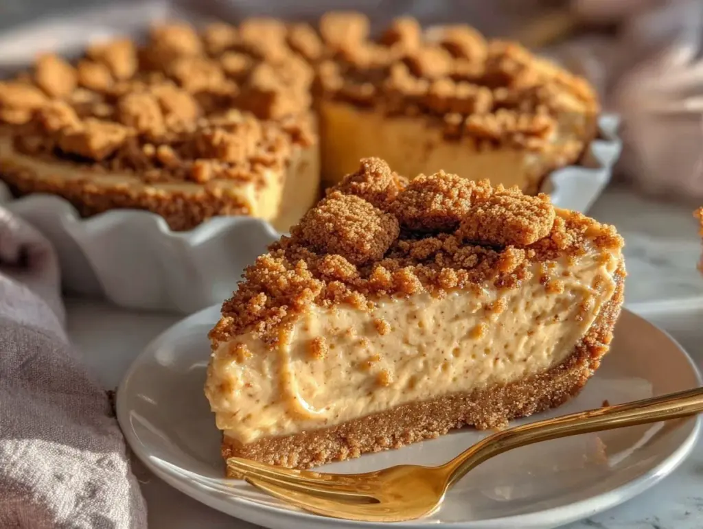 no bake cookie butter cheesecake - featured image