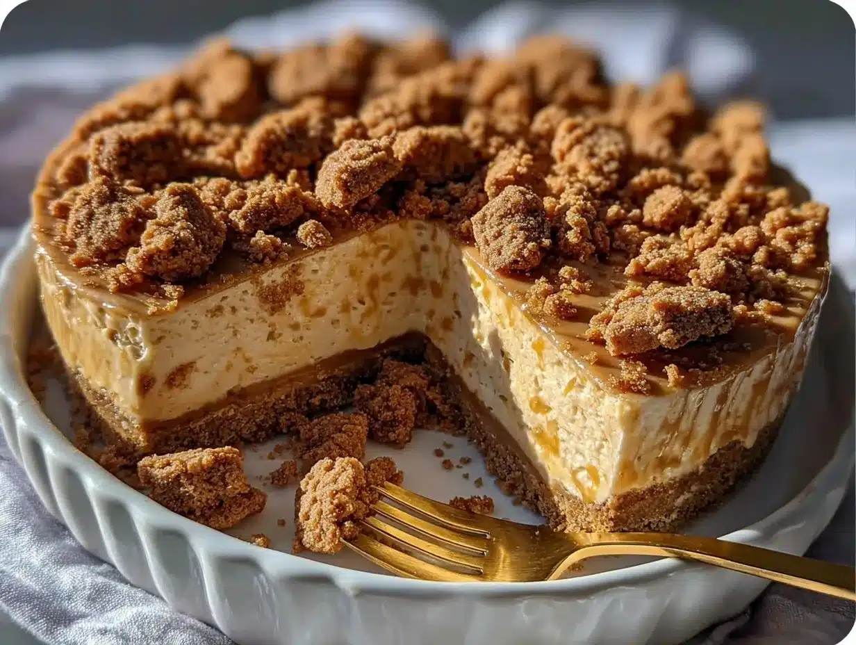 Creamy No Bake Cookie Butter Cheesecake Recipe – Easy 5-Step Dessert 4 no bake cookie butter cheesecake preparation steps