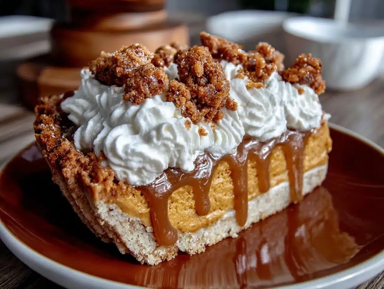 Homemade Pumpkin Caramel Pie Recipe: Easy Streusel & Whipped Cream Dessert 4 pumpkin caramel pie preparation steps