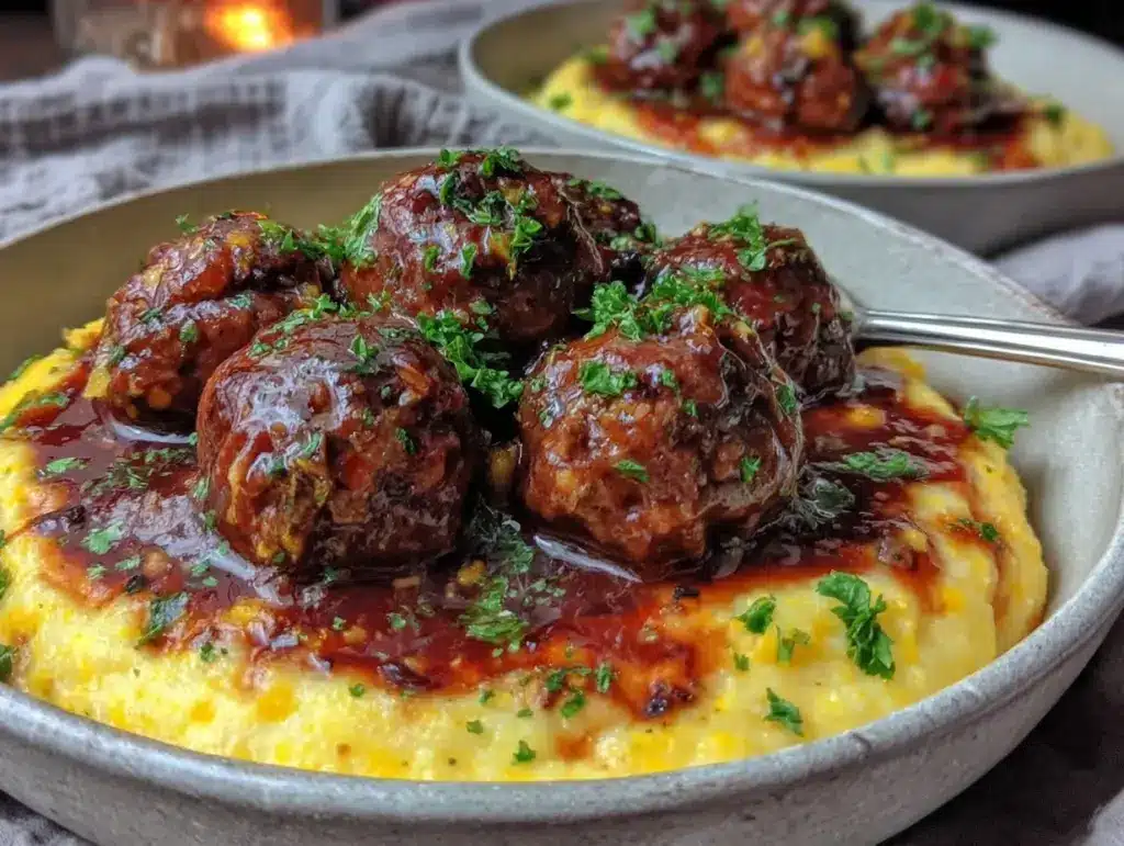 red wine braised meatballs - featured image