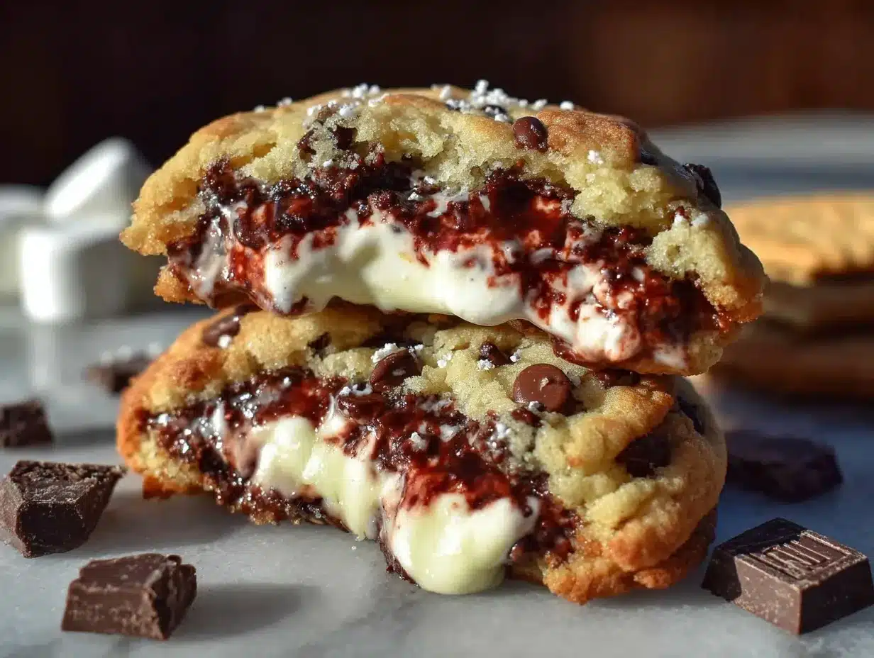 Irresistible S’mores Stuffed Cookies Recipe Easy Homemade Chocolate Chips 4 s’mores stuffed cookies preparation steps