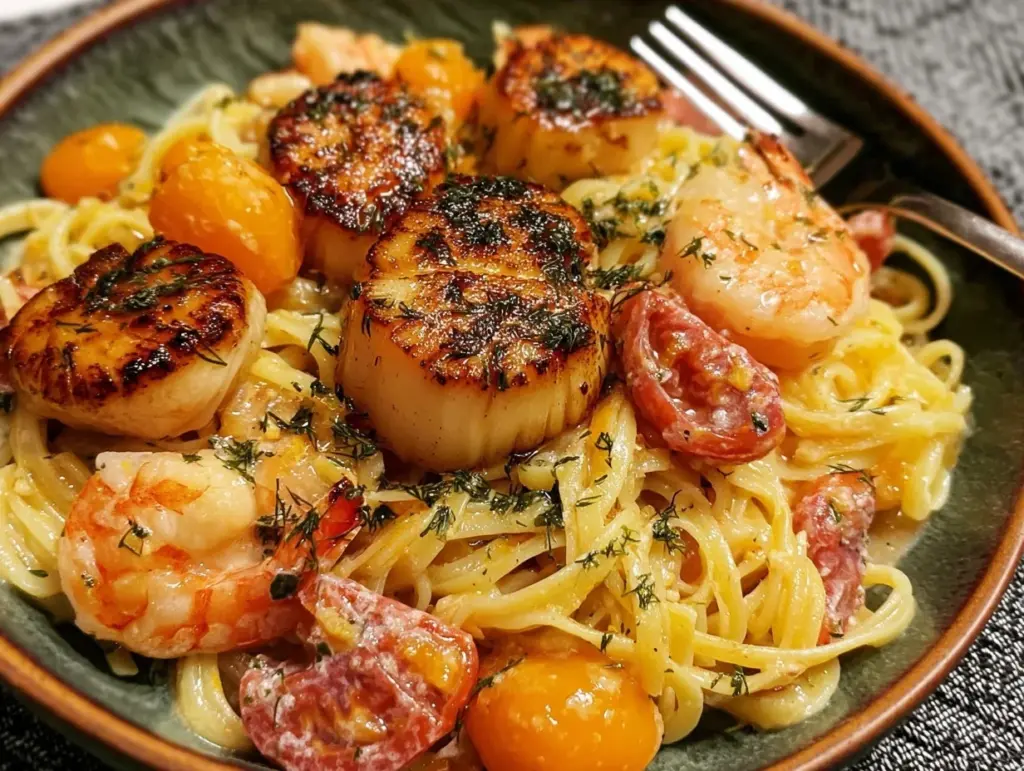 scallop and shrimp linguine - featured image