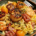 scallop and shrimp linguine - featured image