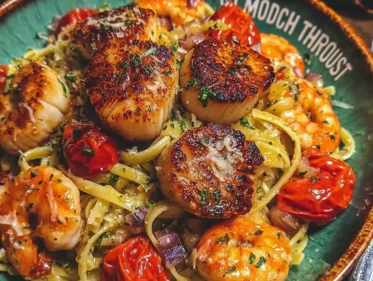 Scallop and Shrimp Linguine Recipe – Easy Valentine’s Dinner Idea 4 scallop and shrimp linguine preparation steps