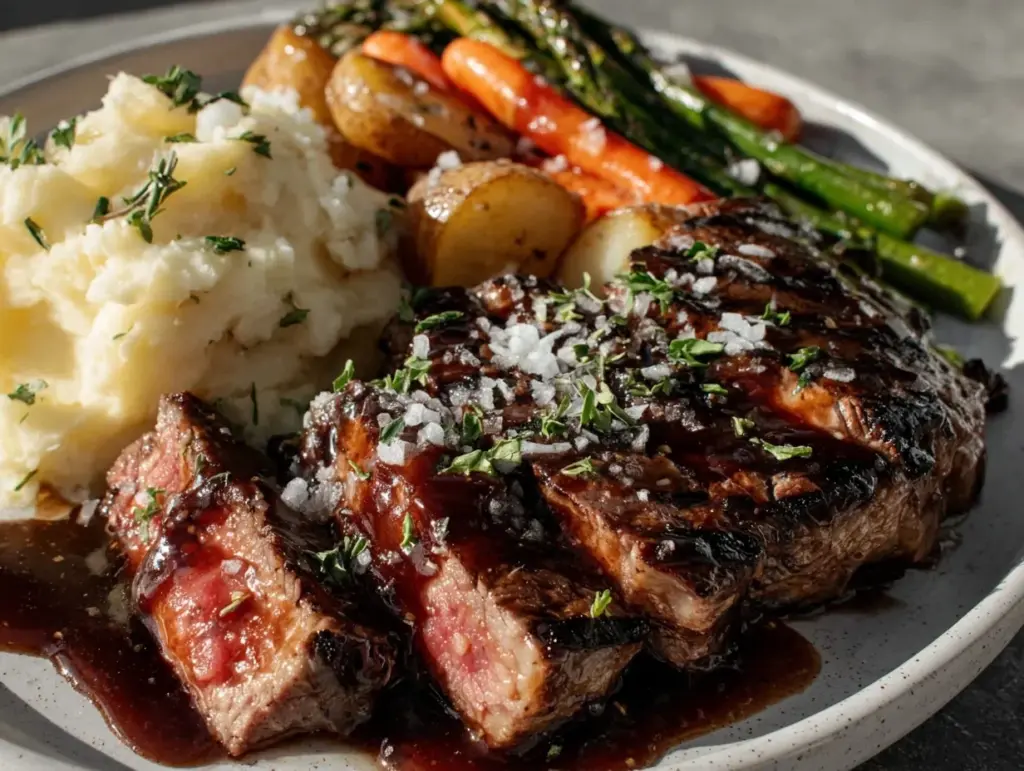 steak with red wine sauce - featured image