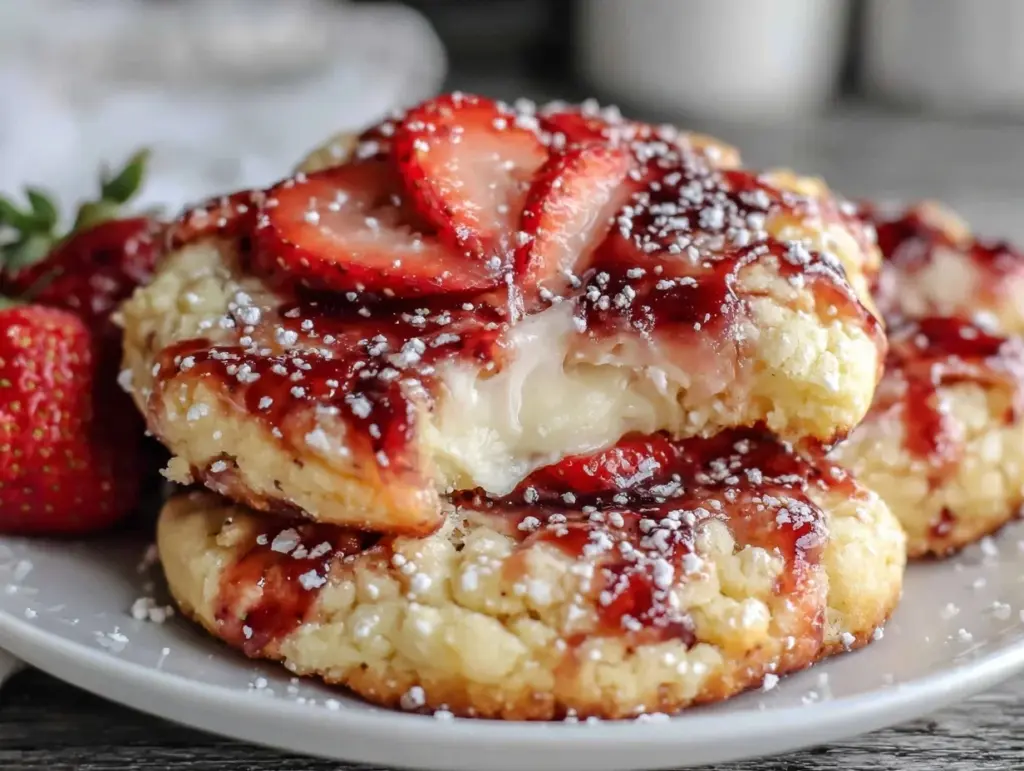 strawberry cheesecake cookies - featured image