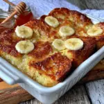 banana croissant French toast casserole - featured image
