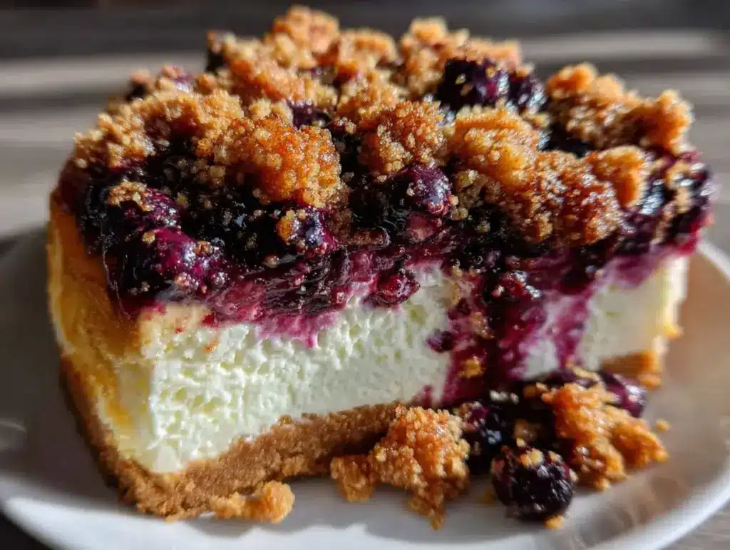 blueberry crumble cheesecake - featured image