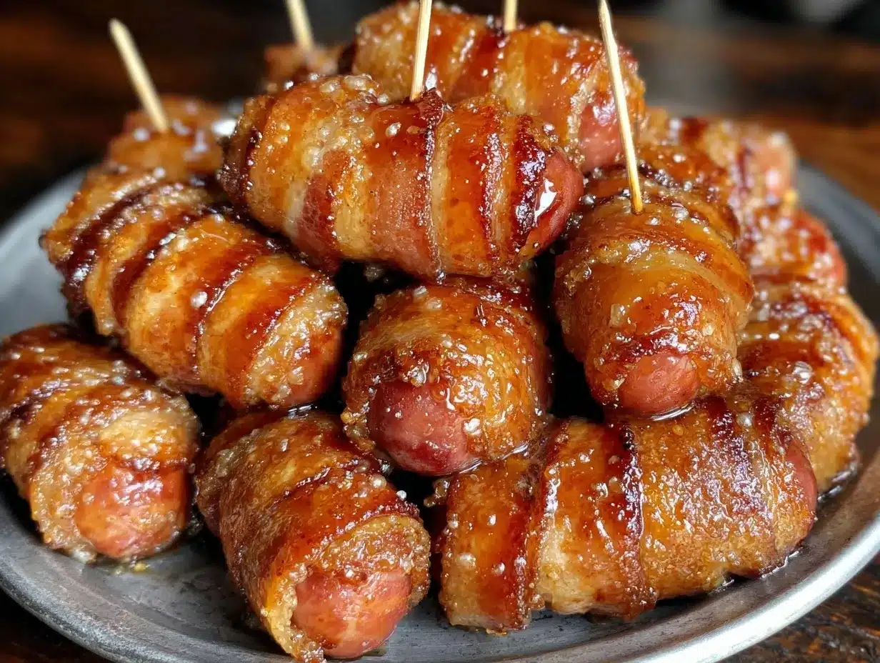 Brown Sugar Bacon Smokies Recipe Easy Perfect December Party Appetizer 4 brown sugar bacon smokies preparation steps