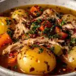 comforting chicken soup with potatoes - featured image