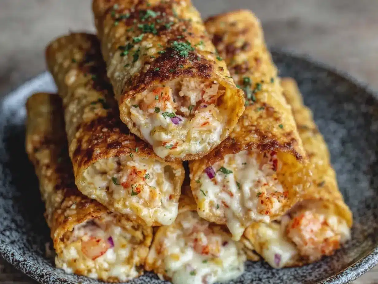 Easy Delicious Crab Shrimp Queso Taquitos Recipe for Crowd-Pleasing Appetizers 4 crab shrimp queso taquitos preparation steps