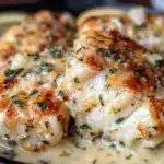 creamy baked cod in coconut lemon sauce - featured image