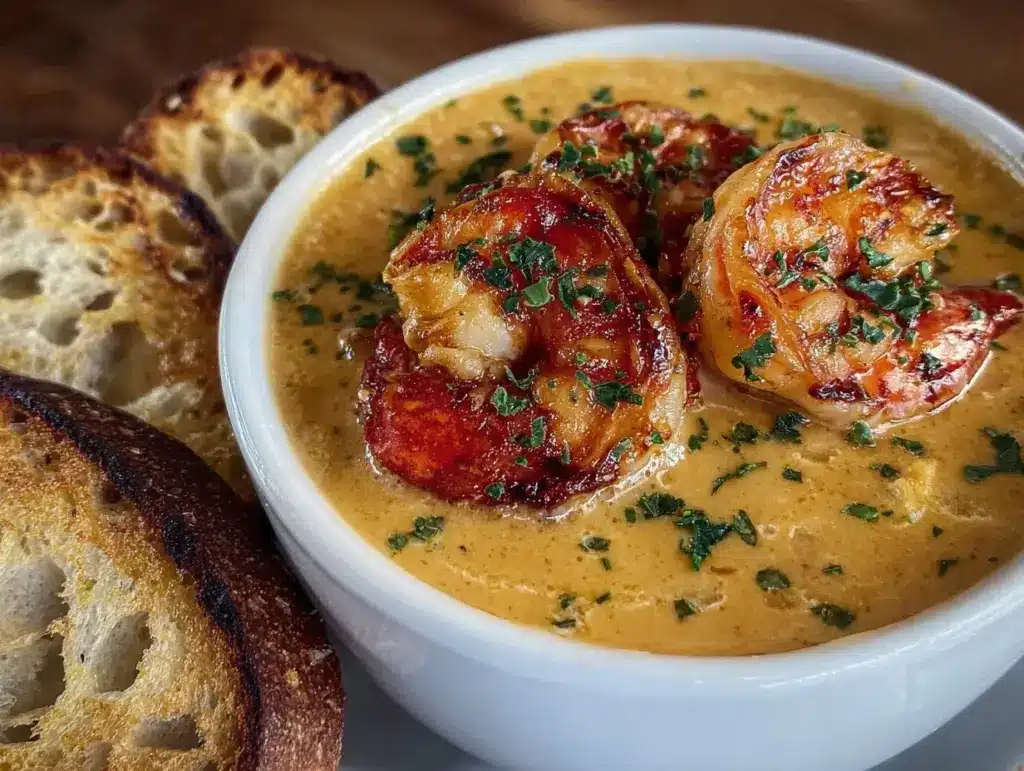 creamy crab and shrimp seafood bisque - featured image
