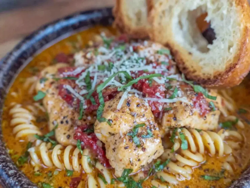 creamy crockpot chicken parmesan soup - featured image