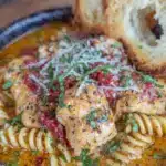 creamy crockpot chicken parmesan soup - featured image