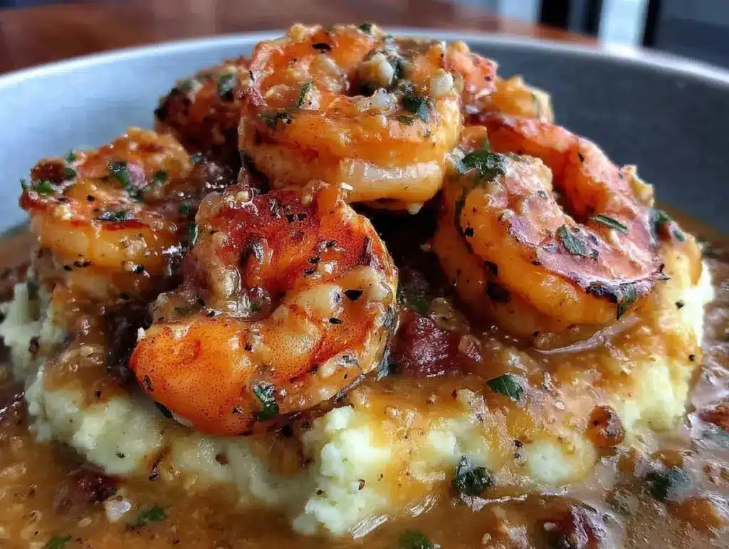 creamy garlic butter shrimp mashed potatoes - featured image