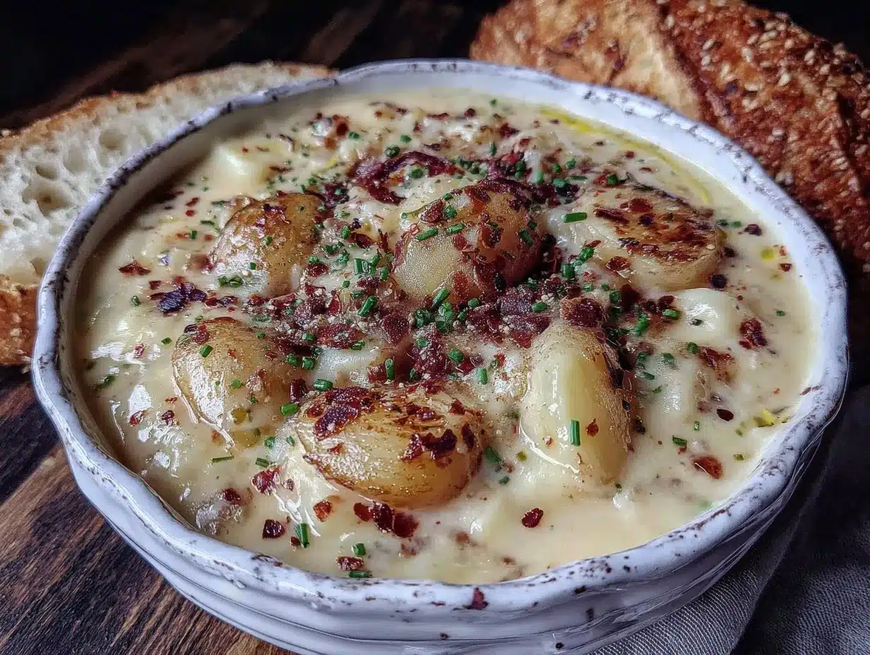 Creamy Garlic Potato Soup Recipe Easy Cold Weather Comfort Meal 4 creamy garlic potato soup preparation steps