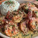 creamy garlic shrimp in coconut milk - featured image