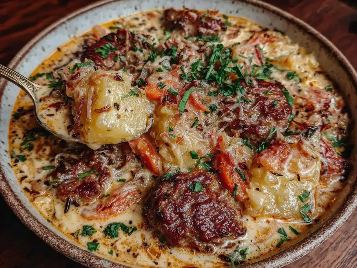 Creamy Potato And Sausage Chowder Recipe Easy Perfect Fall Soup 4 creamy potato and sausage chowder preparation steps