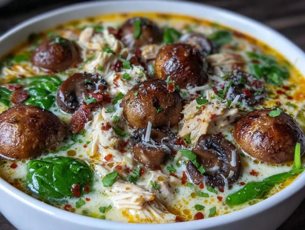 creamy rotisserie chicken mushroom soup - featured image