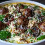 creamy rotisserie chicken mushroom soup - featured image