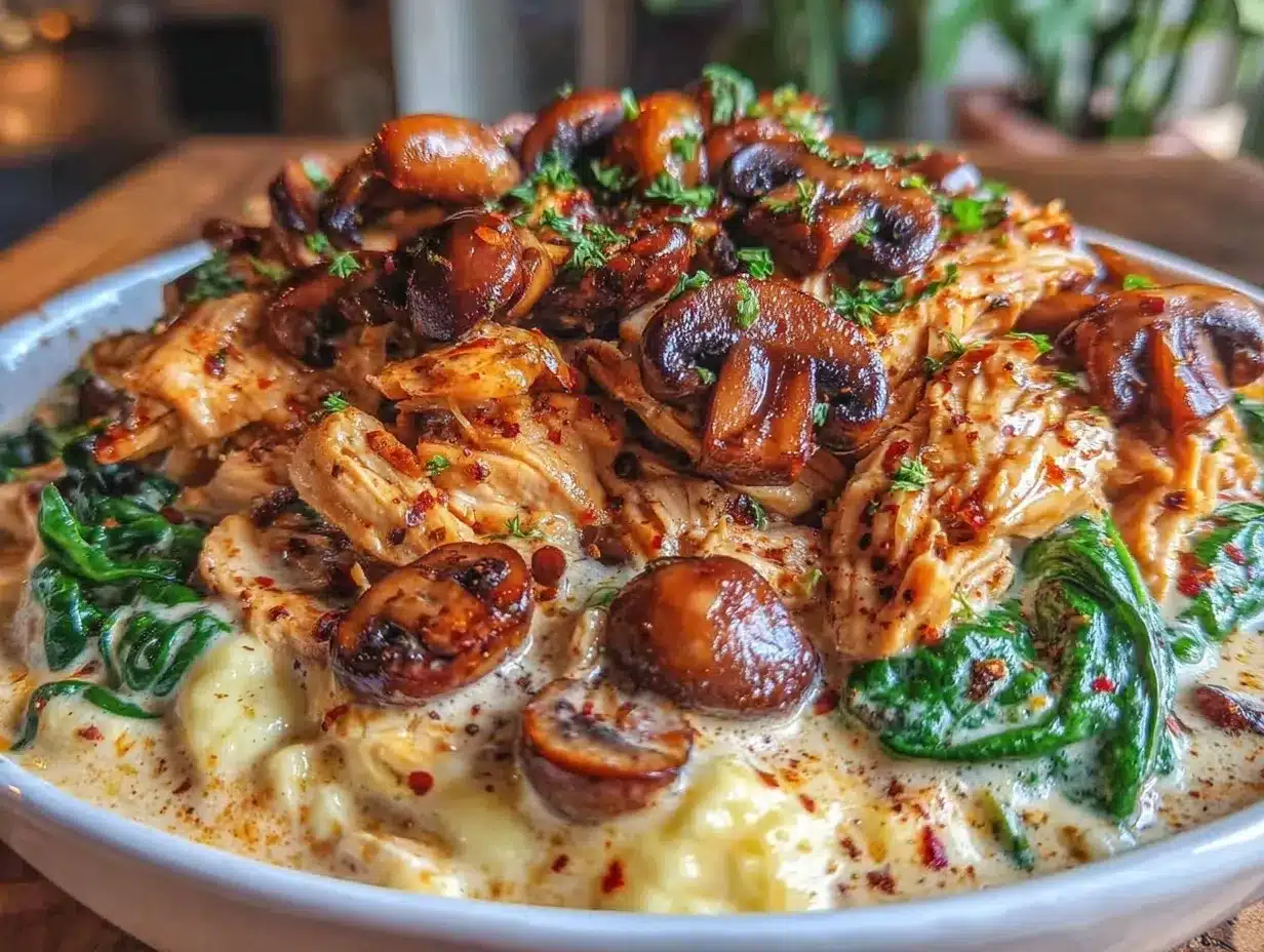 Creamy Rotisserie Chicken Mushroom Soup Recipe Easy Homemade Comfort Food 4 creamy rotisserie chicken mushroom soup preparation steps