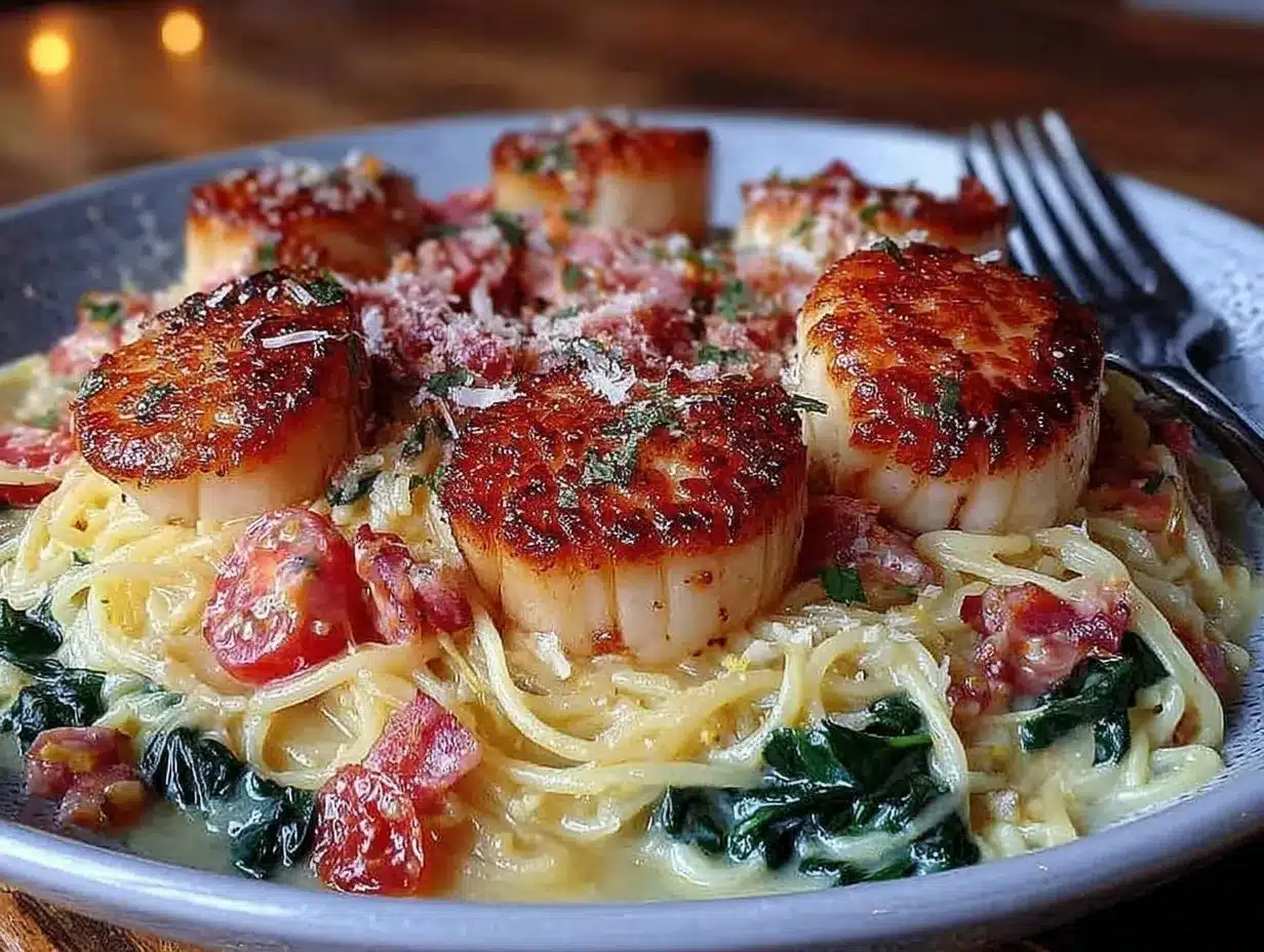 Creamy Scallops and Pasta Recipe Easy White Wine Butter Sauce Delight 4 creamy scallops and pasta preparation steps