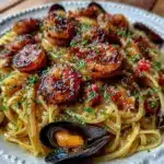 creamy seafood linguine - featured image