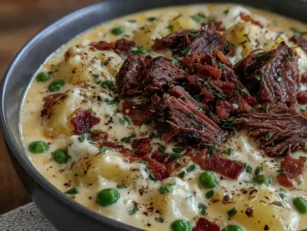creamy smoked brisket potato soup - featured image