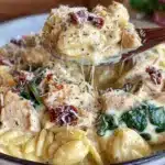 creamy tuscan chicken orzo crockpot recipe - featured image