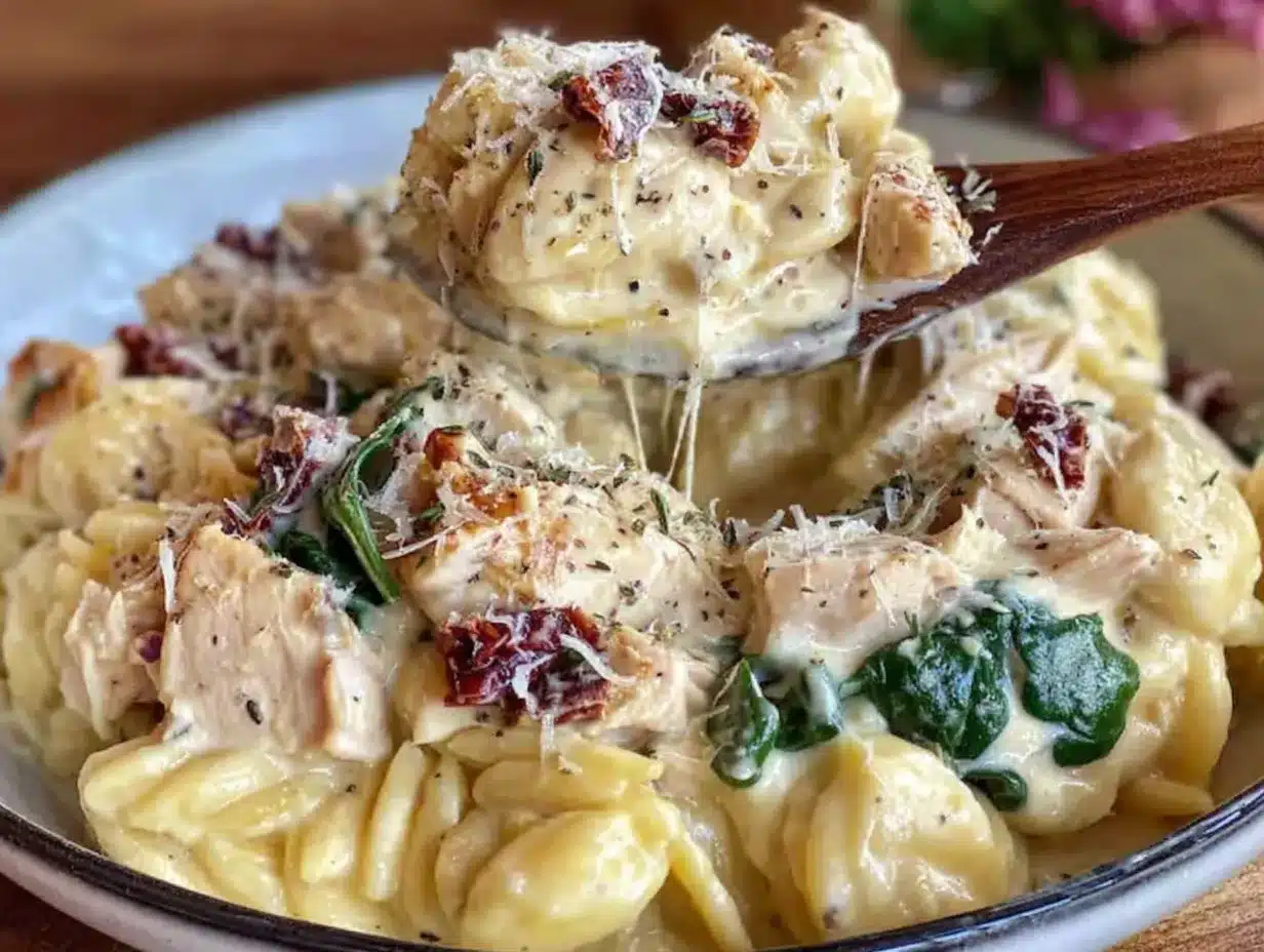 Easy Creamy Tuscan Chicken Orzo Crockpot Recipe Perfect for Busy Weeknights 4 creamy tuscan chicken orzo crockpot recipe preparation steps