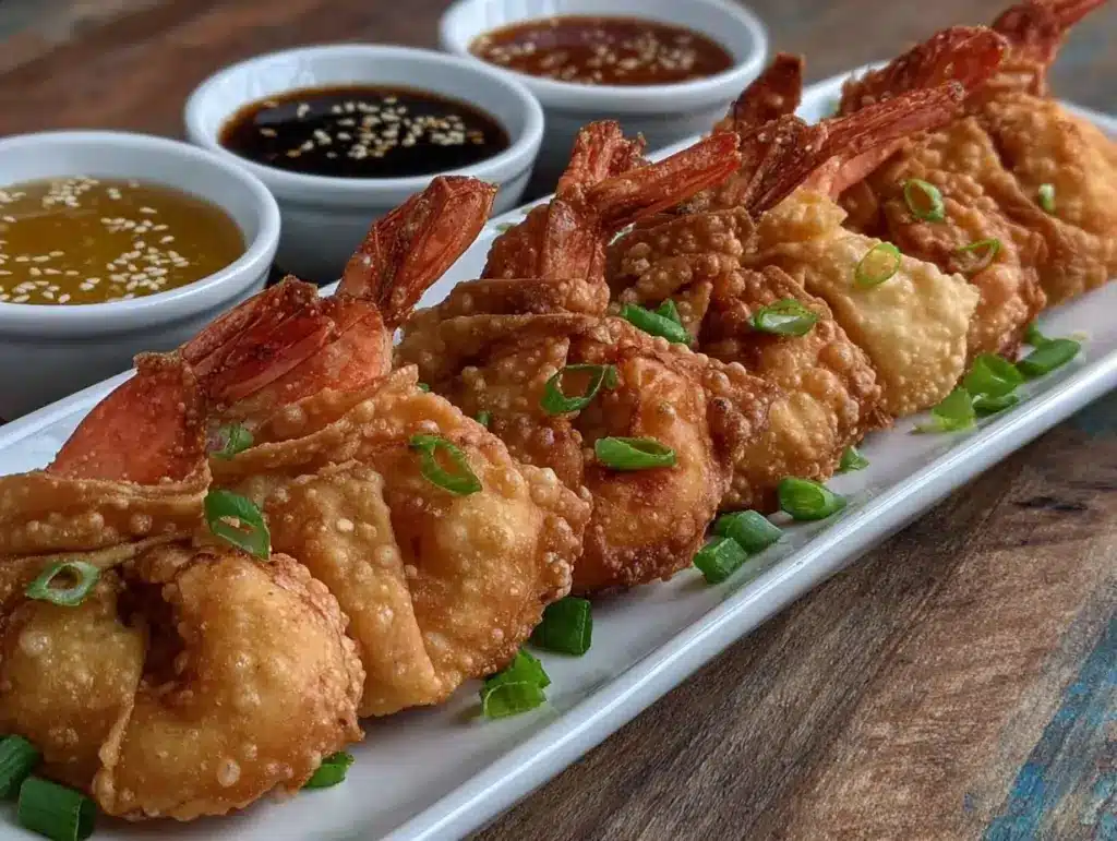 crispy wonton wrapped shrimp - featured image