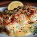 easy baked cod with lemon dill sauce - featured image