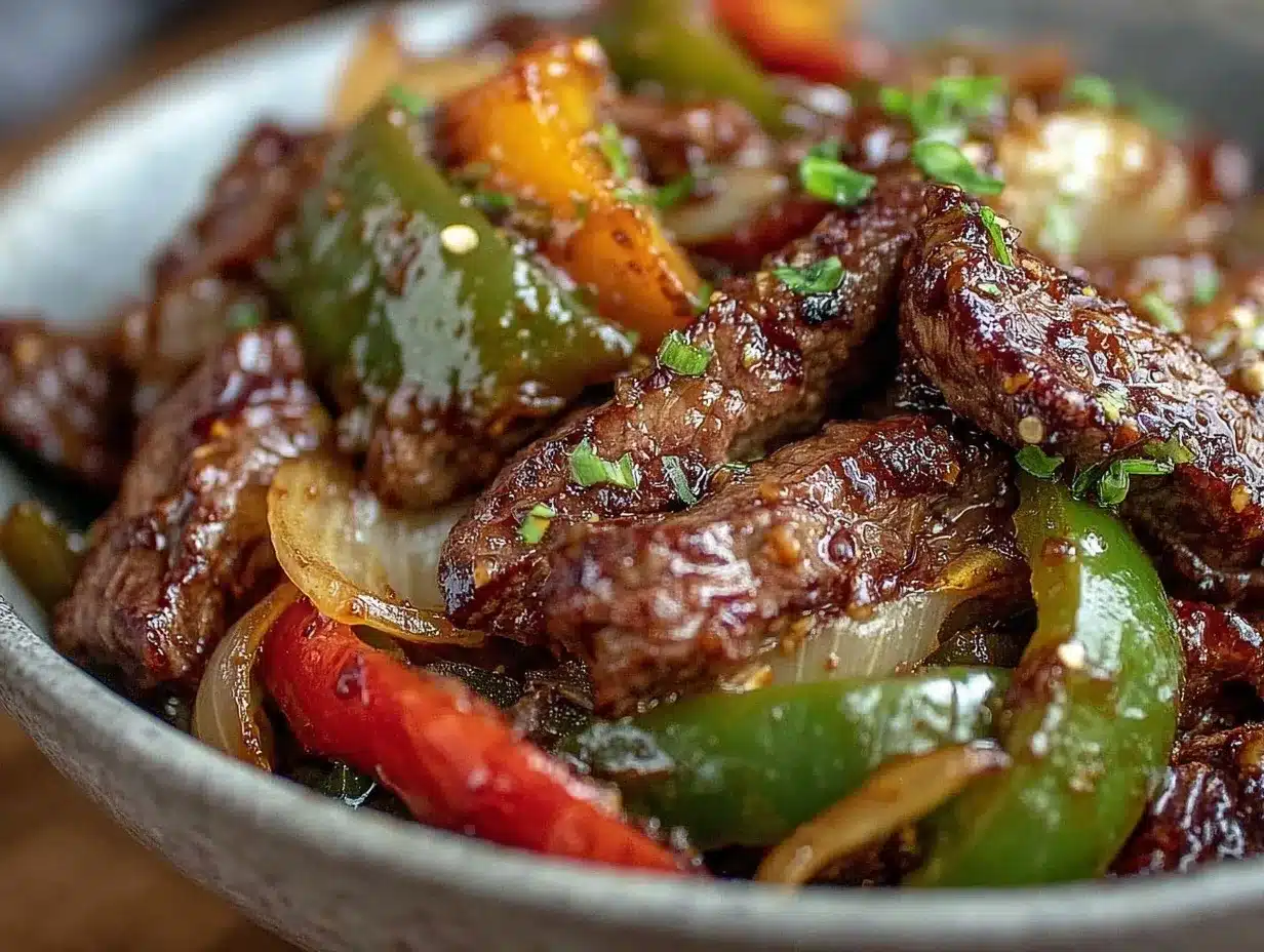 Easy Crock Pot Pepper Steak Recipe with Bell Peppers and Onions for Perfect Dinner 4 easy crock pot pepper steak preparation steps