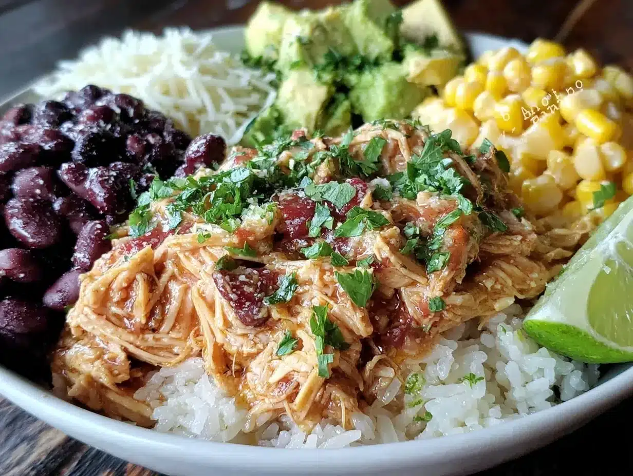 Easy Healthy Crockpot Chicken Burrito Bowl Recipe with 5 Simple Steps 4 easy healthy crockpot chicken burrito bowl preparation steps