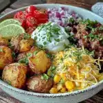 easy loaded potato taco bowl - featured image