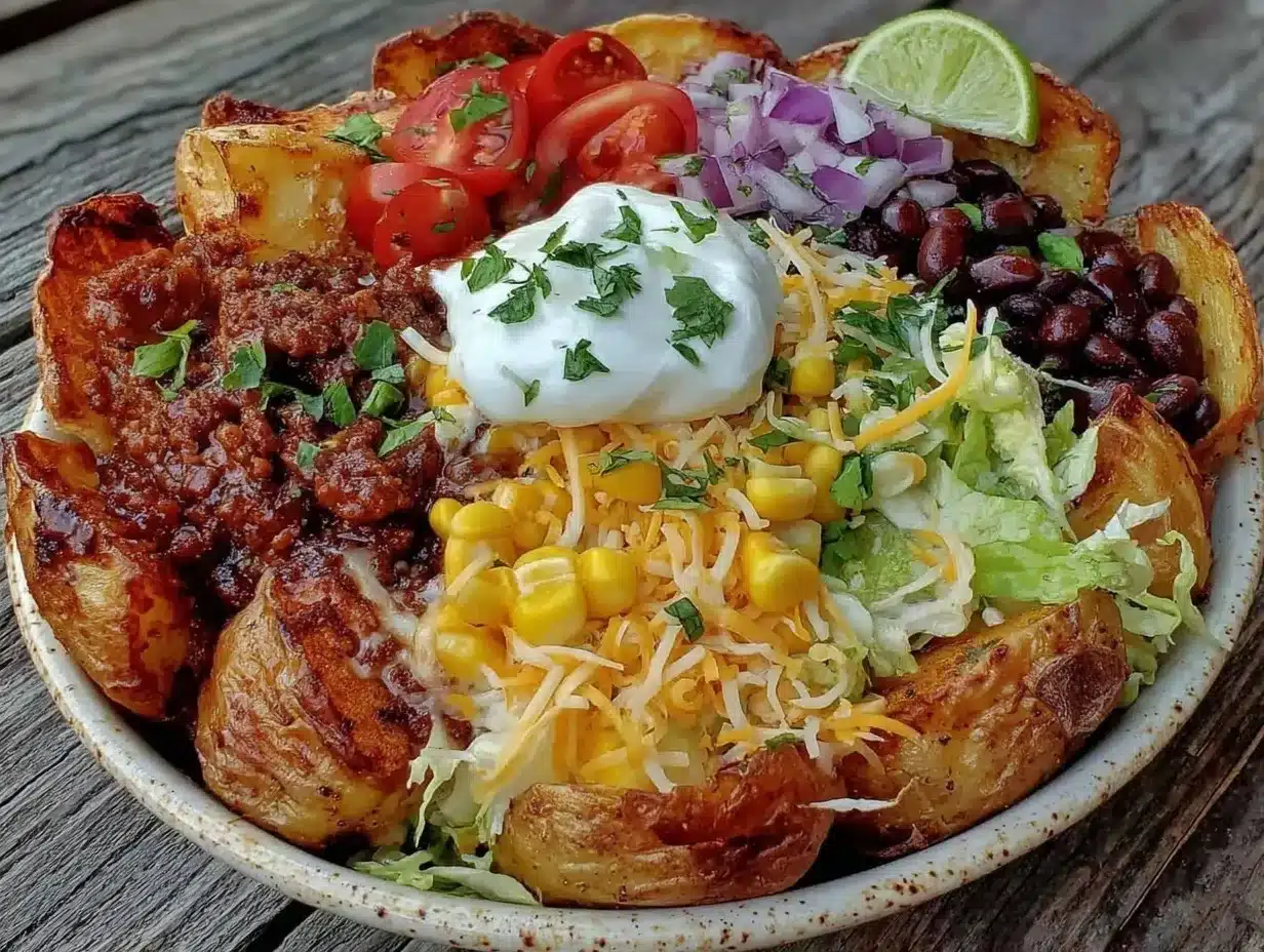 Easy Loaded Potato Taco Bowl Recipe Perfect for Taco Tuesday Dinner 4 easy loaded potato taco bowl preparation steps