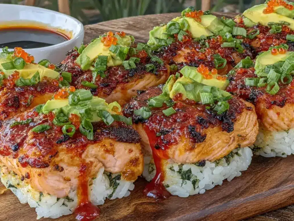 Home 3 easy spicy salmon sushi bake - featured image