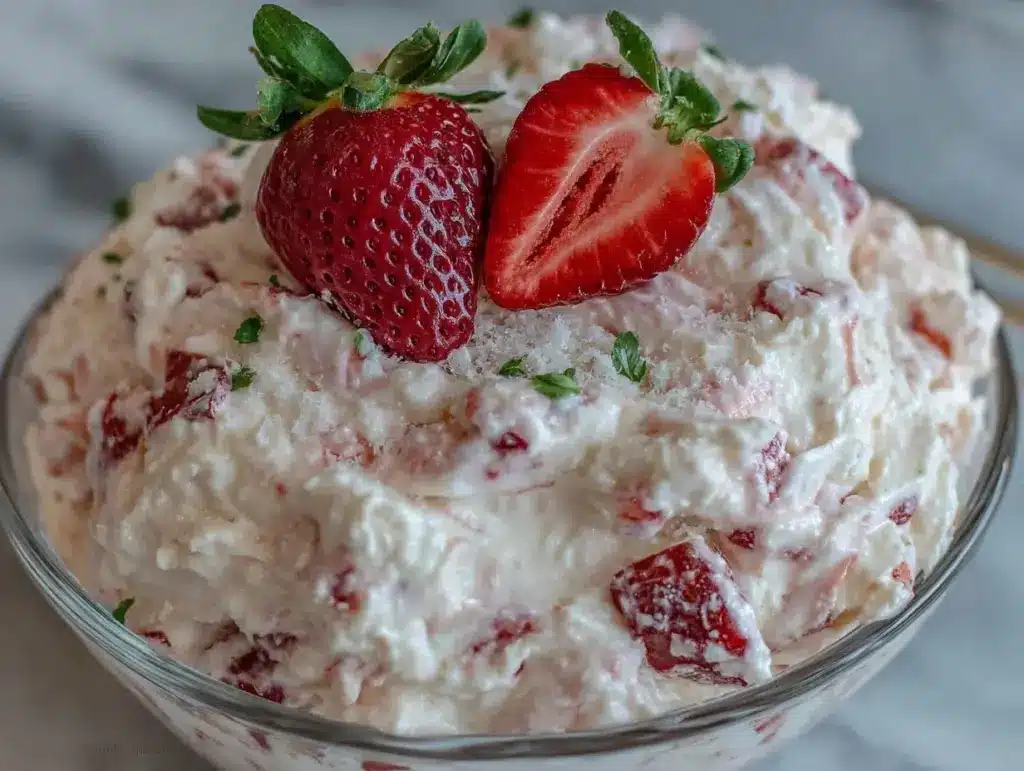 easy strawberry fluff salad - featured image
