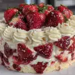 fluffy whipped cream strawberry cake - featured image