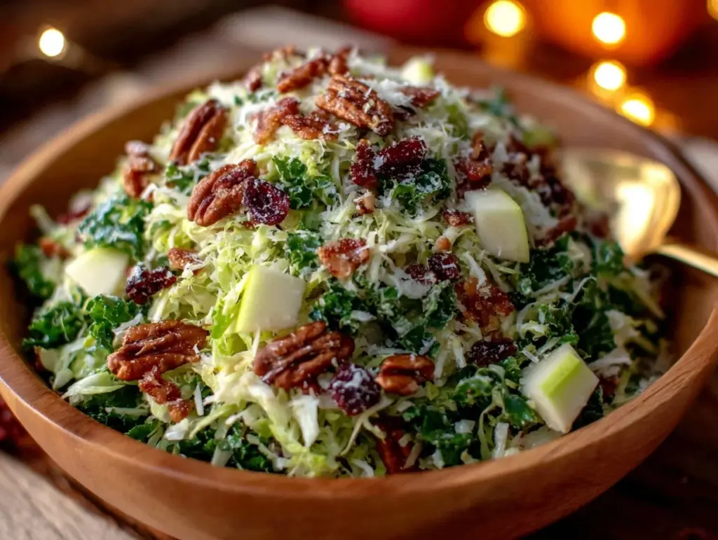 Fresh Brussels Sprout Kale Apple Salad - featured image
