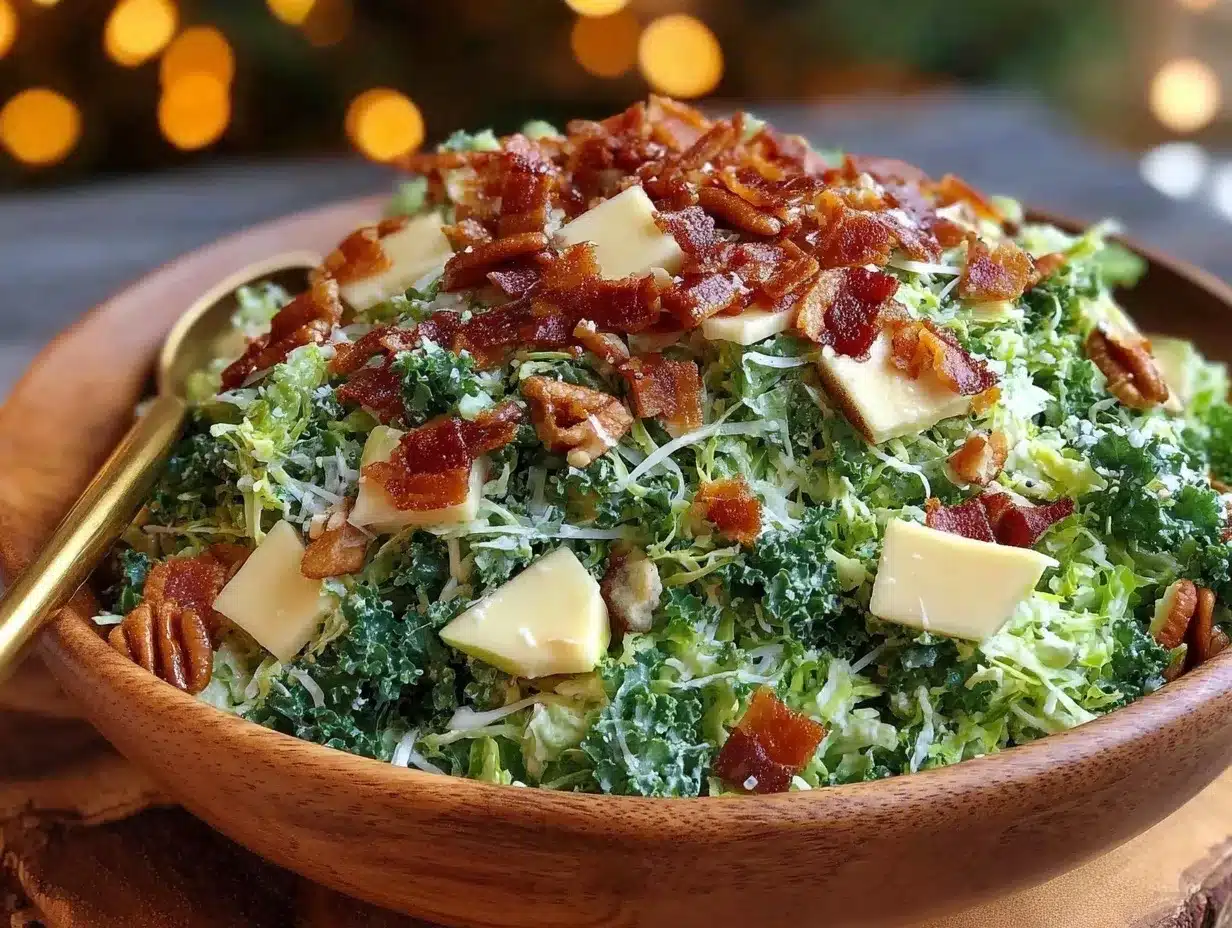 Fresh Brussels Sprout Kale Apple Salad Recipe 5 Easy Steps Perfect Fall Side Dish 4 Fresh Brussels Sprout Kale Apple Salad preparation steps