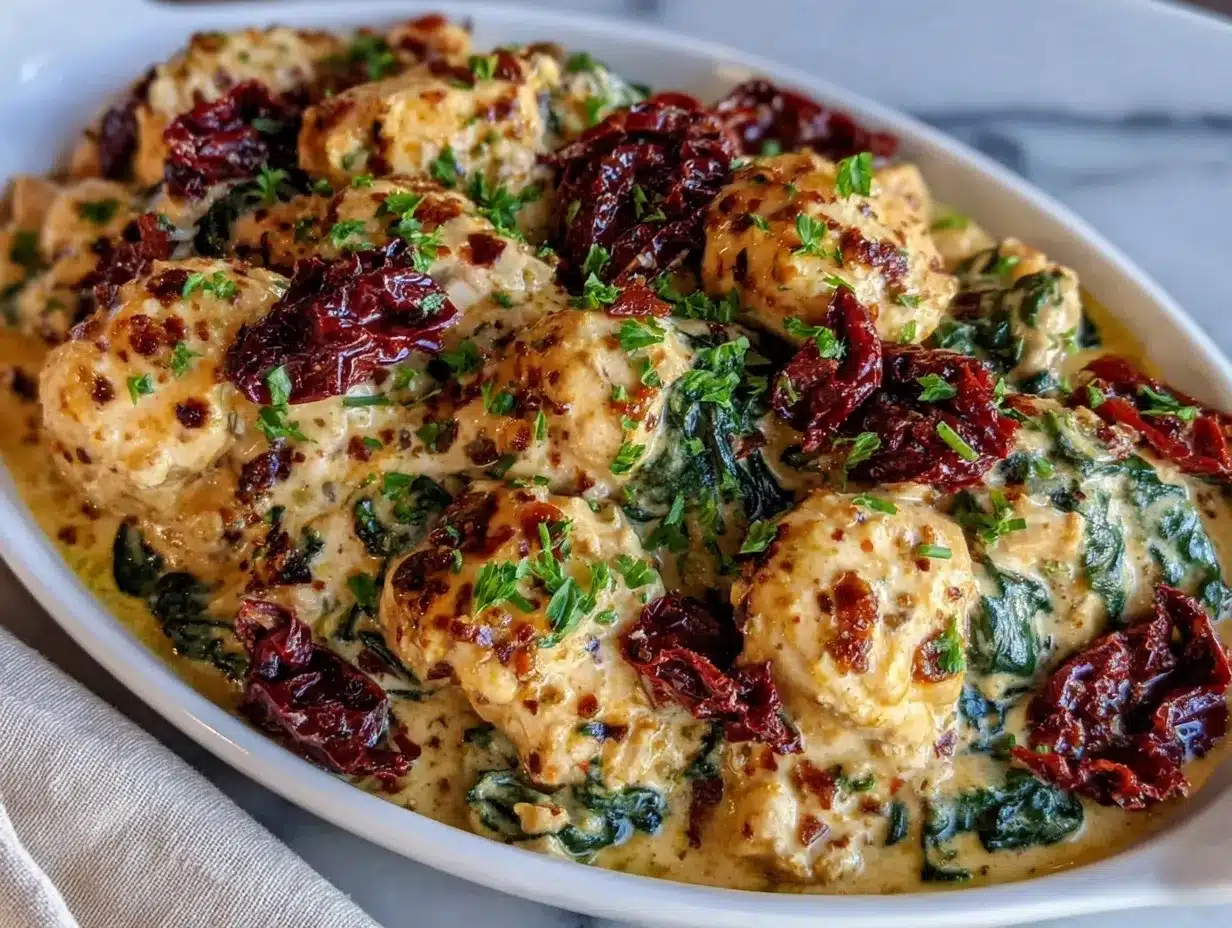 Healthy Creamy Tuscan Chicken Recipe 5 Easy Low Cal Crockpot Meals 4 healthy creamy tuscan chicken preparation steps