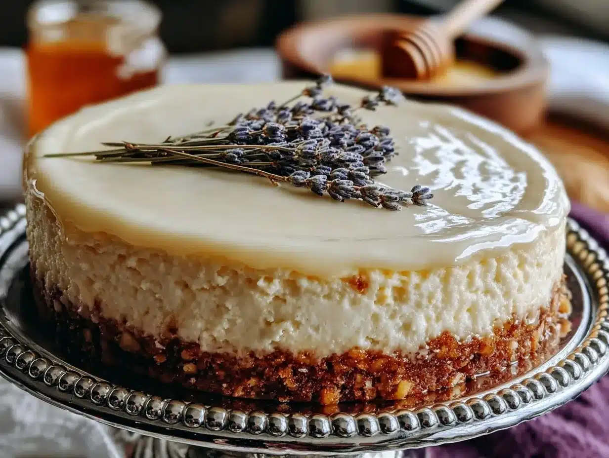 Creamy Honey Lavender Cheesecake Recipe Easy Best Birthday Dessert 4 honey lavender cheesecake preparation steps