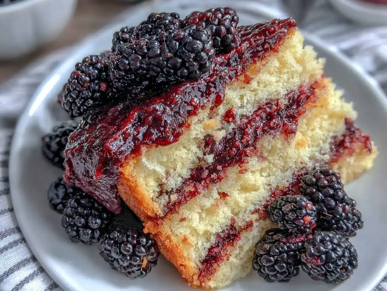 Moist Blackberry Almond Cake Recipe with Easy Fresh Blackberry Filling 4 moist blackberry almond cake preparation steps